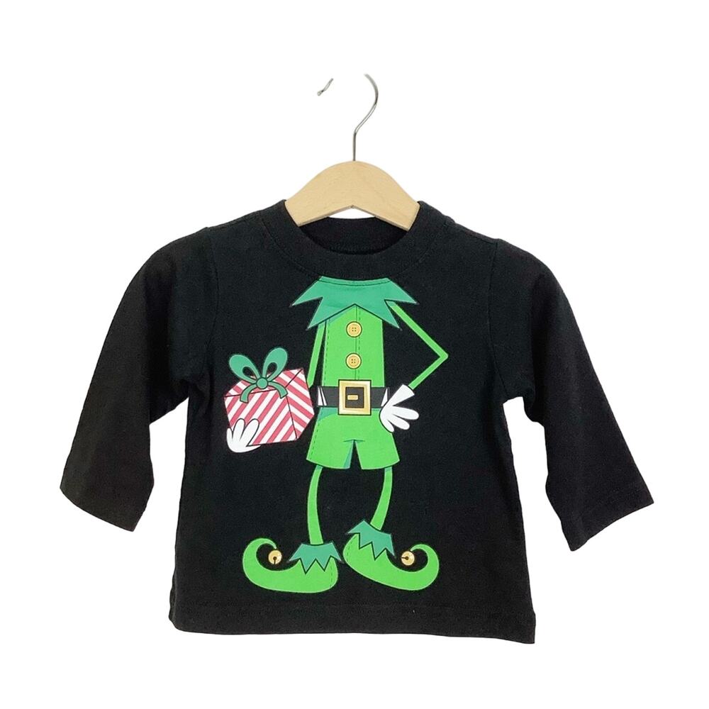 Children’s Place Elf Body Graphic Long Sleeve Tee Christmas 6-9 Months NWT